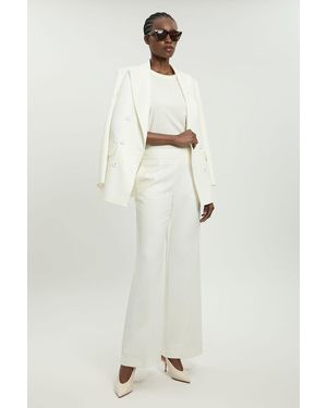 Karen Millen Compact Stretch Tailored Straight Leg Trouser - White