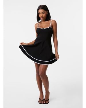 Pink Vanilla Contrast Binding Tiered Mini Dress - Black