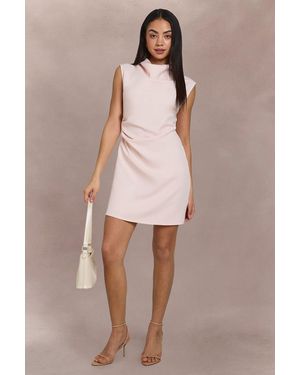 Boohoo Cowl Pleat Detail Mini Dress - Pink