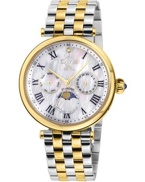 Gv2 Florence Mother Of Pearl Dial Diamond Cut Ring On Two Tone Ip Bracelet Watch - Metallic