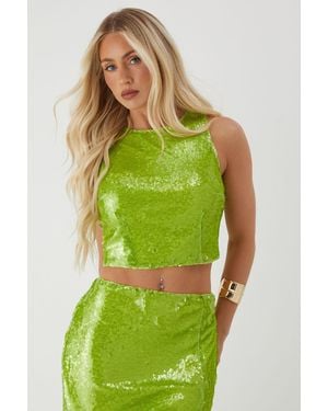 MissPap Sequin Racer Top - Green