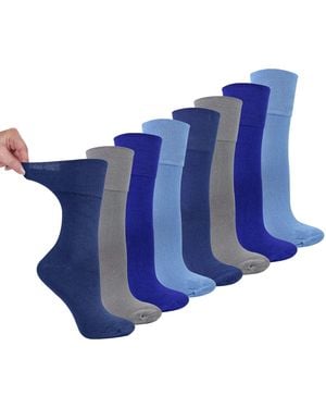 Dr.Socks 8 Pairs Ladies Bamboo Diabetic Socks - Blue
