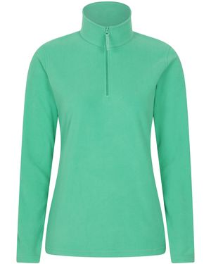 Mountain Warehouse 'Camber' Striped Fleece Top Half Zip Quick Dry Breathable Jumper - Green