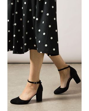Good for the Sole Florinda Faux Leather Almond Toe High Block Heel Court Shoes - Black
