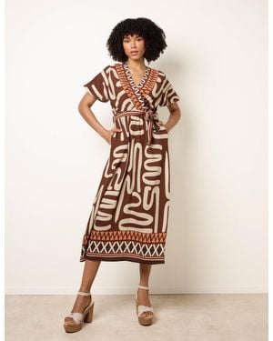 Blue Vanilla Dress With Abstract Print - Natural