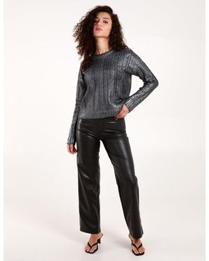 Blue Vanilla Metallic Printed Cable Jumper - Black