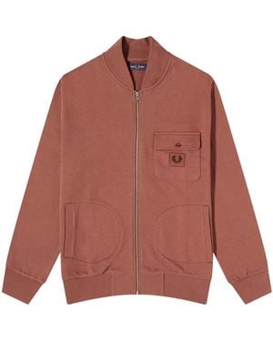 Fred Perry Whiskey Zip Through Bomber Jacket Cotton - Red