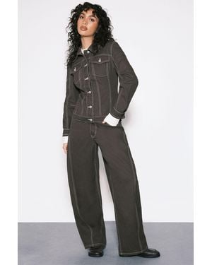Boohoo The Mid Waist Barrel Jean - Brown