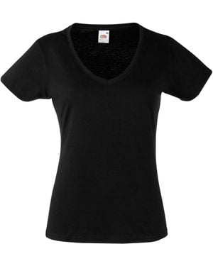 Fruit Of The Loom Ladies Valueweight V Neck Lady Fit T-Shirt - Black