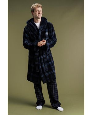 Tokyo Laundry Check Hooded Fleece Dressing Gown - Green