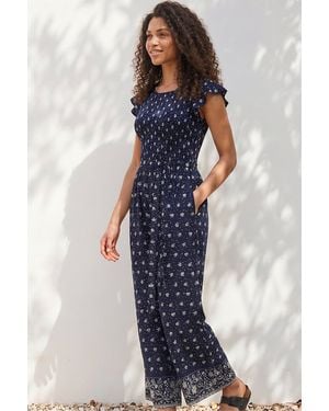 Roman Petite Frill Sleeve Jumpsuit - Blue