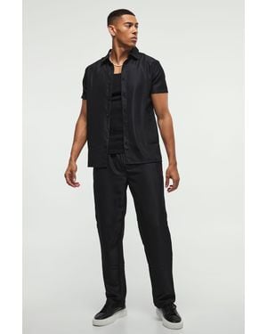 BoohooMAN Regular Fit Soft Twill Smart Shirt & Trouser Set - Blue
