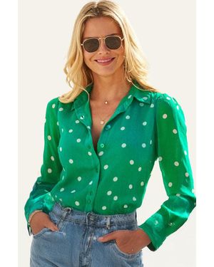 Sosandar Spot Print Shirt - Green