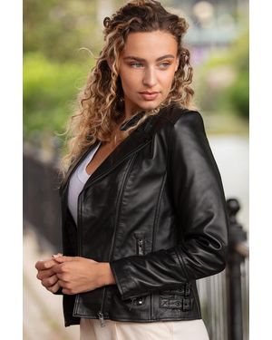 Ashwood Leather 'Giada' Fashion Biker Jacket - Grey