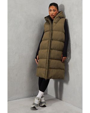 MissPap Hooded Longline Padded Gilet - Grey