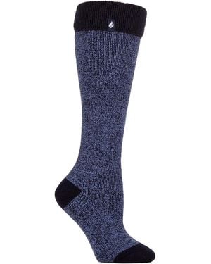 Heat Holders Ladies Thermal Long Wellington Boot Socks With Soft Brushed Lining - Blue