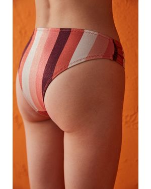 Penti Melrose Fashion Glitter Striped Bikini Bottom - Orange