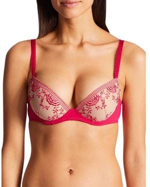 Aubade N Fleur De Passion Moulded Plunge Bra - Red