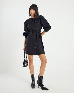 River Island Mini Shirt Dress Collared Cotton - Blue