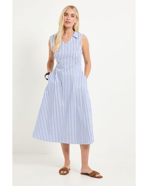 PRINCIPLES Petite Stripe Tie Waist Midi Dress - Blue