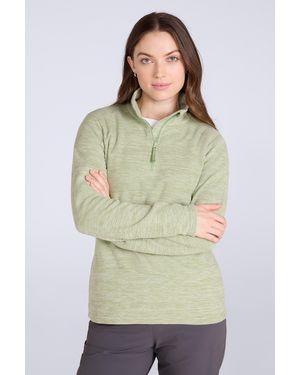 Mountain Warehouse 'Snowdon' Fleece Top Half Zip Breathable Quick Dry Jumper - Green