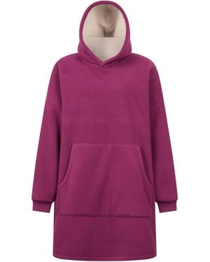 Mountain Warehouse 'Snug' Borg Lined Hooded Blanket With Kangaroo Pocket Warm Loungewear - Purple