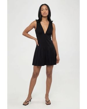 Boohoo Bengaline Plunge Front Skater Dress - Black