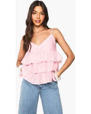 Boohoo Crinkle Ruffle Layered Cami