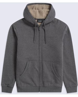 Mountain Warehouse 'Samuel' Hoodie Sherpa Lined Drawcord Adjustable Hood Cosy Jumper - Grey