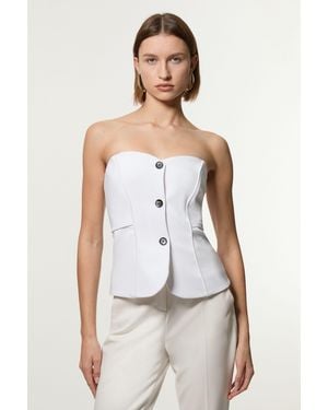 Karen Millen Tailored Contrast Tipped Stitch Detail Bandeau Waistcoat - White