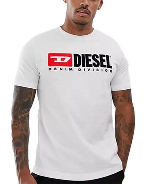 DIESEL T Just Division T Shirt Short Sleeve Crew Neck Casual Cotton Tee - White