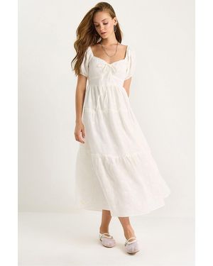 Bianco Lucci Embroidered Heart Collar Maxi Dress - Natural