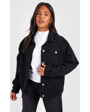Boohoo Plus Denim Oversized Jacket - Black
