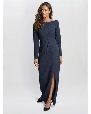 Gina Bacconi Amira Stretch Jacquard Maxi Dress - Blue