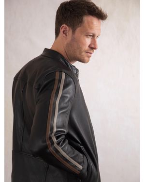 Lakeland Leather Morton Contrast Stripe Biker Jacket - Black