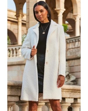 Sosandar Borg Button Front Coat - Natural