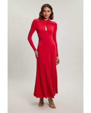 Karen Millen Long Sleeve Jersey Maxi Dress - Red