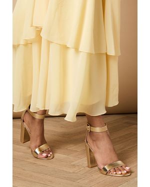 Oasis Milla Covered Buckle High Block Heel Sandals - Natural