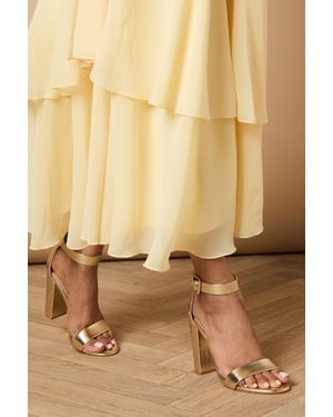 Oasis Milla Covered Buckle High Block Heel Sandals - Natural