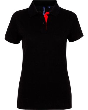 Asquith & Fox Ladies Short Sleeve Contrast Polo Shirt - Black