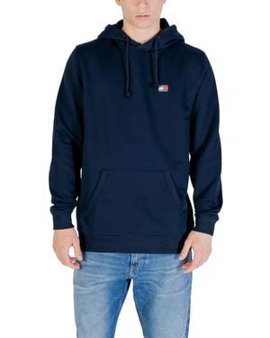 Tommy Hilfiger Hooded Organic Cotton Sweatshirt With Single Pocket And Round Neck - Blue