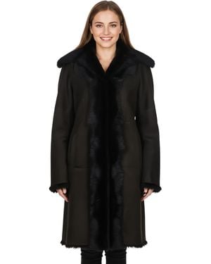 Infinity Leather Toscana Sheep Suede Trench Coat- Celeste - Black