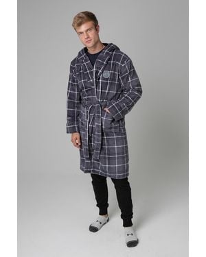 Tokyo Laundry Check Print Dressing Gown - Grey
