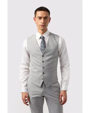 Antique Rogue Single Breasted Five Button V-Neck Slim Fit Suit Waistcoat - Grey