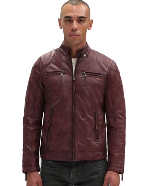 Infinity Leather Moto Biker Jacket-Taiwan - Purple