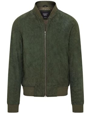 Infinity Leather Soft Goat Suede Ma-1 Varsity Bomber Jacket - Green