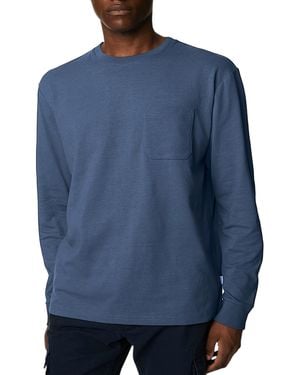 Marks & Spencer M&S Long Sleeve T Shirt Pure Soft Cotton Crew Neck Oversized Fit Winter Tee - Blue