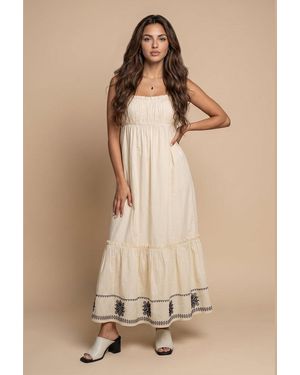 Urban Bliss Embroidery Hem Dress - Natural