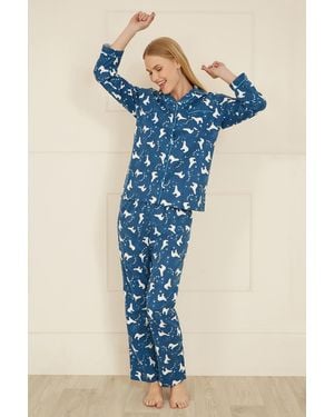 Yumi' Polar Bear Brushed Cotton Pyjamas - Blue