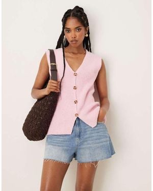 ASOS Slub Knit Relaxed Fit Waistcoat - Blue